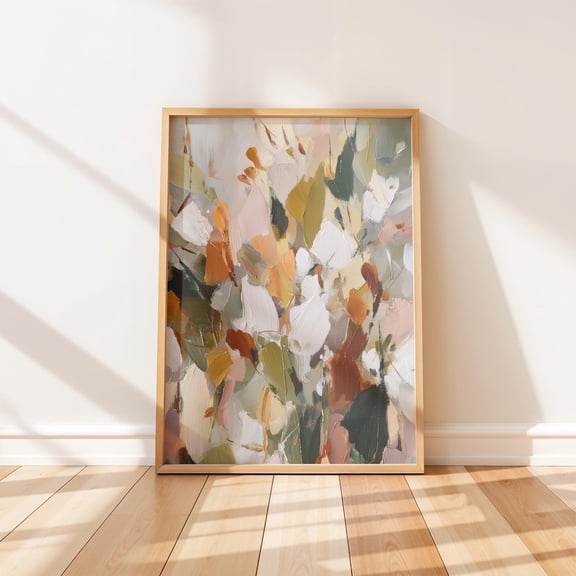 Botanical Art Muted Autumnal Palette Cozy Contemporary Decor, Stretched Canvas