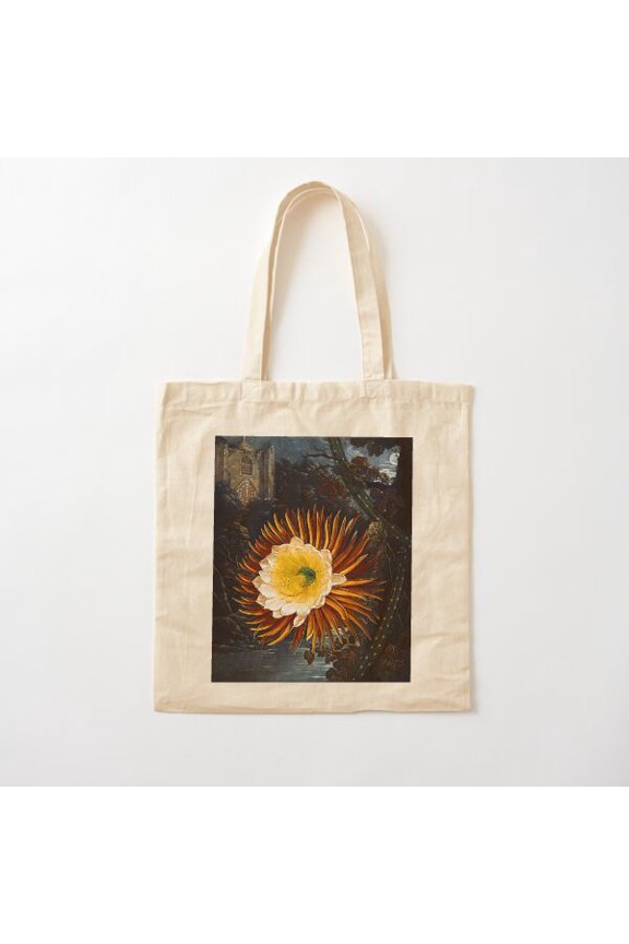 Botanical Art Temple Of Flora Night Blowing Cereus Canvas Tote Bags, Reusable Shopping Bag