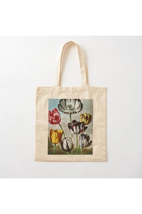 Botanical Art Temple Of Flora Tulips Canvas Tote Bags, Reusable Shopping Bag