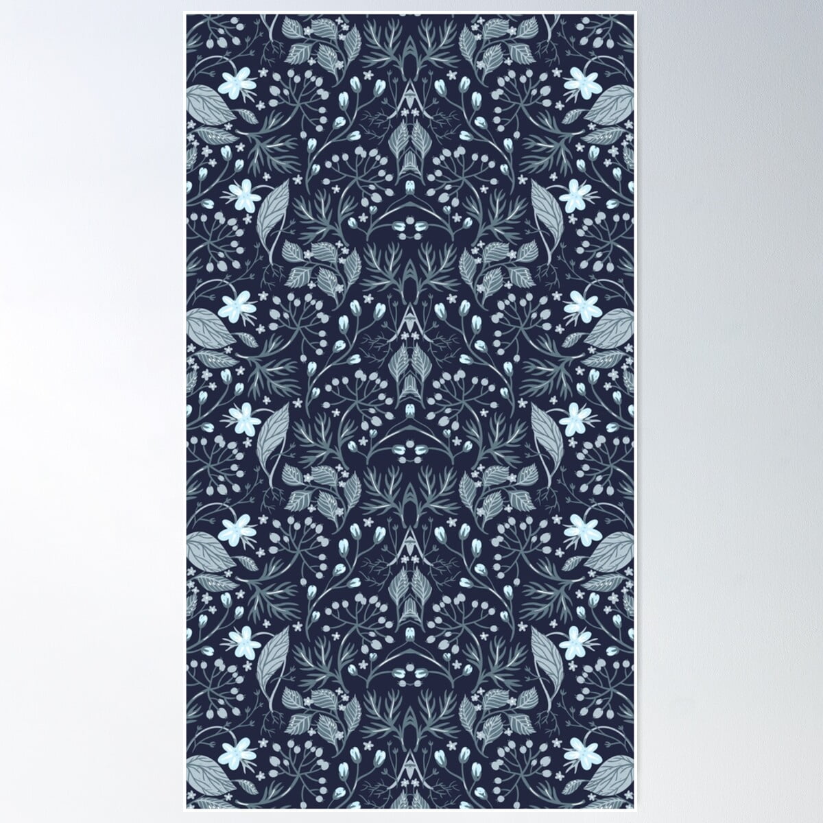 Botanical Autumn Winter Print - Midnight Garden Poster Wall Art, Modern ...