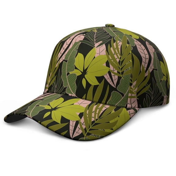 Botanical Baseball Cap, Adjustable Dad Hat with UV Protection, Vibrant Retro Floral and Jungle Leaves Pattern, Lightweight and Sweat Absorption for Outdoor Sports