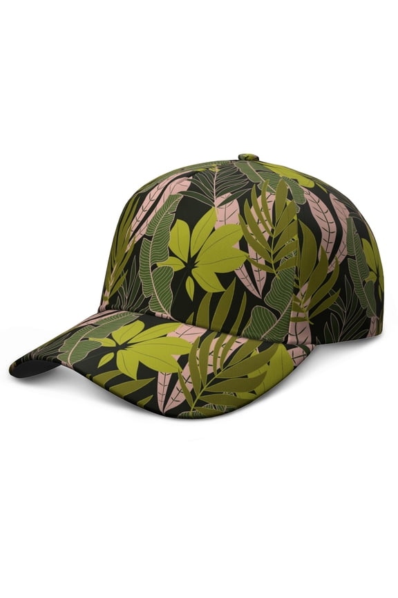 Botanical Baseball Cap, Adjustable Dad Hat with UV Protection, Vibrant Retro Floral and Jungle Leaves Pattern, Lightweight and Sweat Absorption for Outdoor Sports