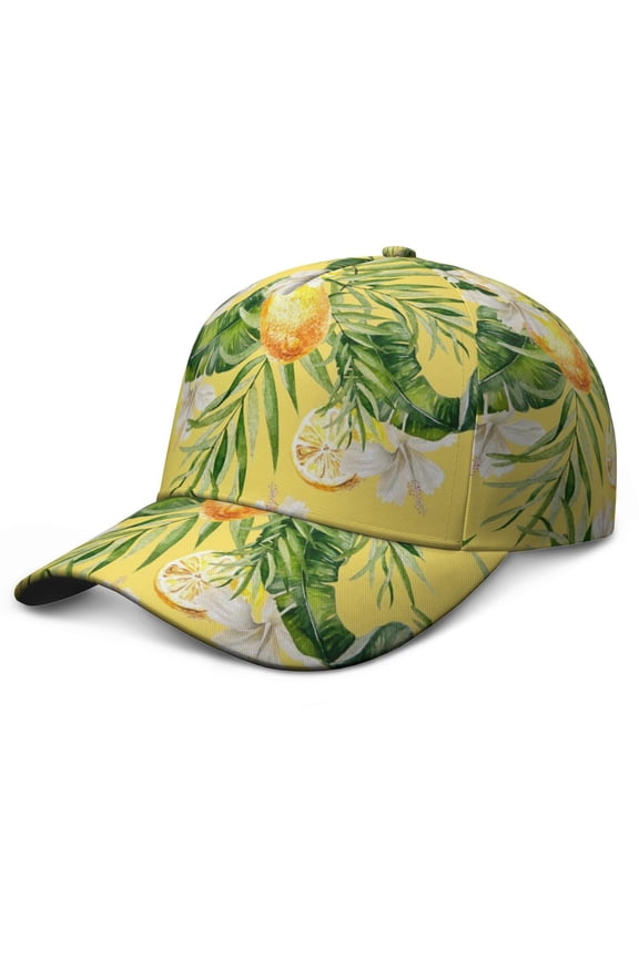 Botanical Baseball Cap, Comfortable Fit Washed Dad Hat with Tropical Floral and Exotic Print, Lightweight Performance Hat for Summer Running and Daily Use