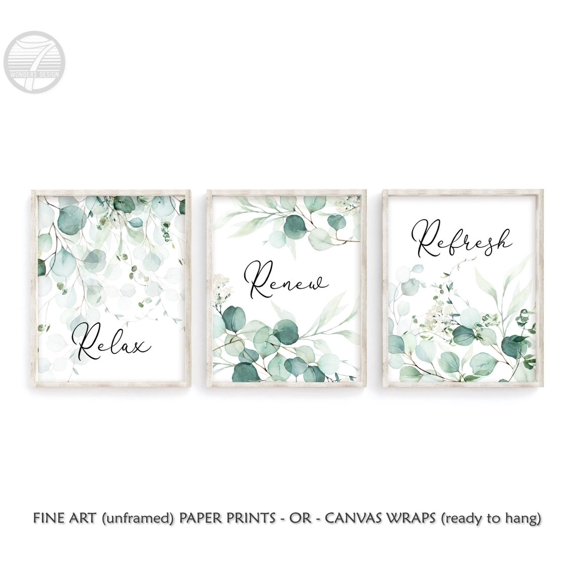 Botanical Bathroom Prints Set Of 3, Floral Greenery Wall Art - Walmart.com