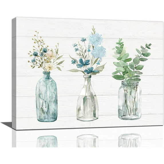 Botanical Bathroom Wall Art Floral Pictures Wall Decor Bottles And Plants Canvas Prints Flower Painting Artwork Modern Home Decorations For Bathroom Kitchen Bedroom Living Room Framed 16"x12"