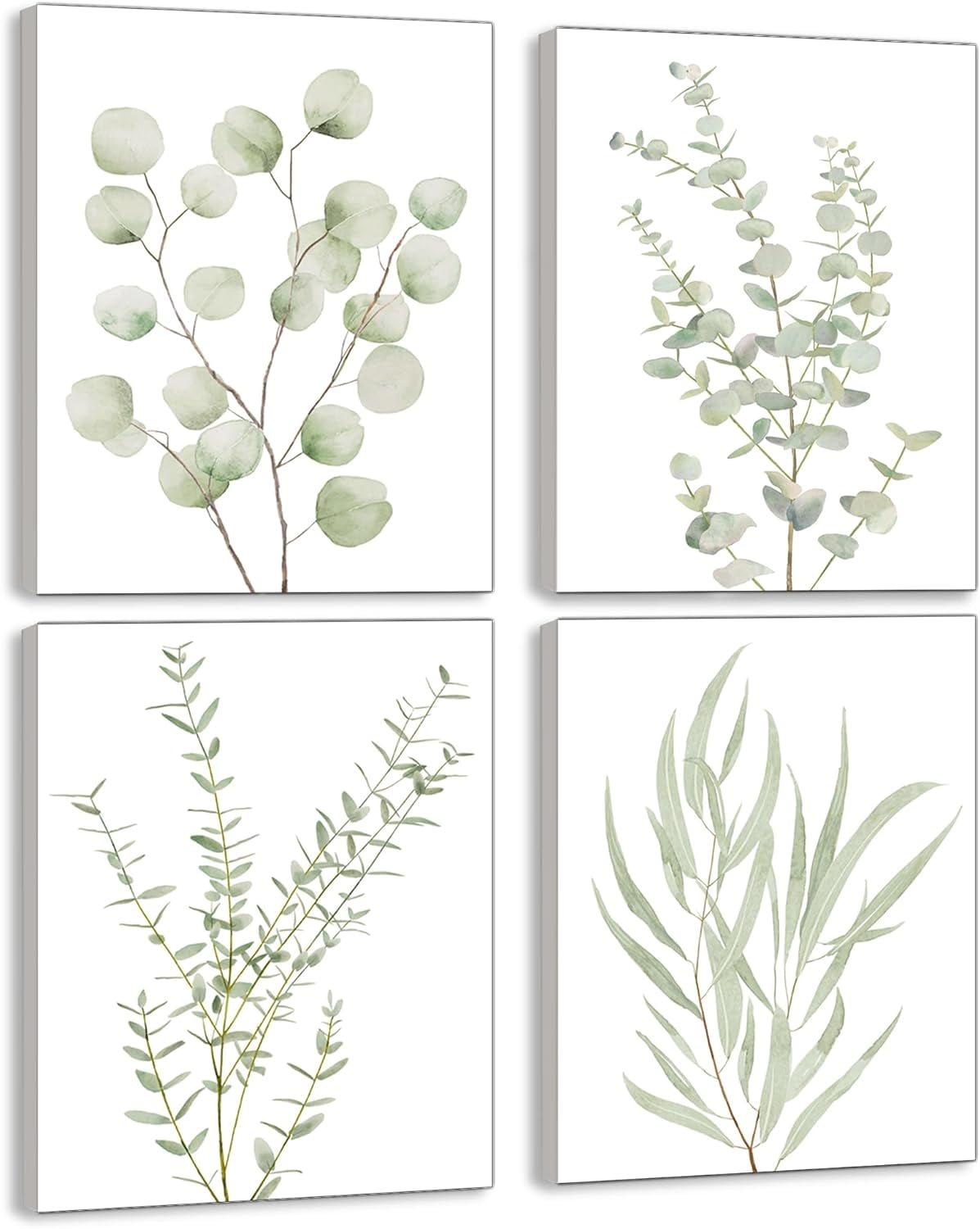 Framed Light Green Botanical Canvas Wall Art Set of 4