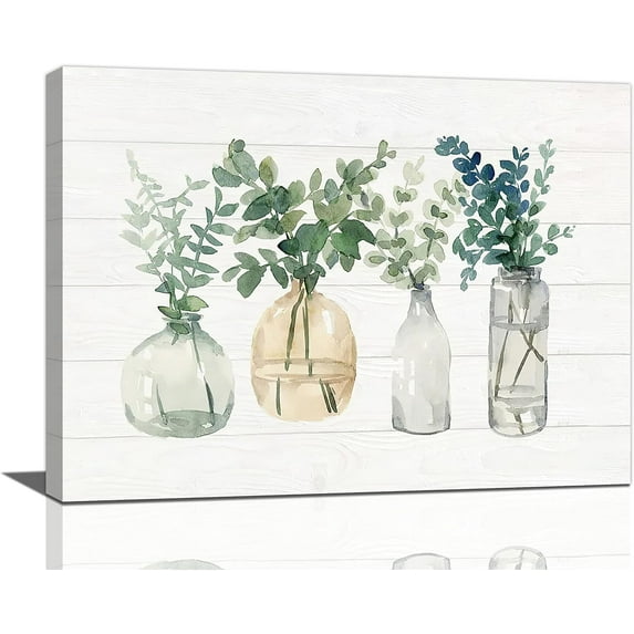 Botanical Bathroom Wall Art Plant Pictures Wall Decor Bottles And Plants Canvas Prints Farmhouse Floral Painting Artwork Home Decorations For Bathroom Kitchen Bedroom Living Room Framed 16"x12"