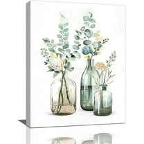 Botanical Bathroom Wall Art Rustic Green Plant Bathroom Wall Decor Country Natural Botanical Bathroom Pictures Canvas Print Painting Framed Modern Home Artwork For Office Bedroom Kitchen 12"x16"