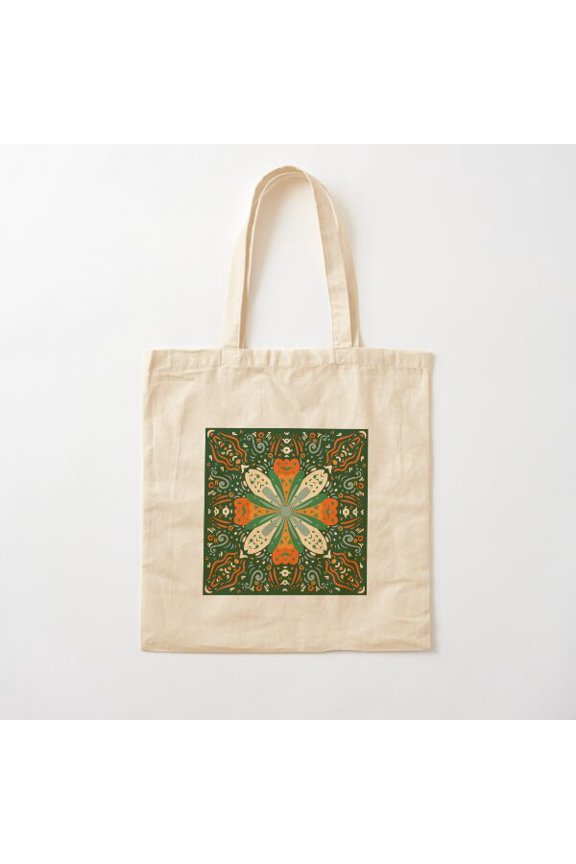 Botanical Batik Pattern Canvas Tote Bags, Reusable Shopping Bag
