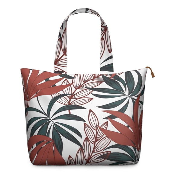 Botanical Beach Vacation Carry-On Bag - Large Capacity Durable Weekender Tote with Zipper Closure, Palm Leaf Design, Lightweight for Airlines, Gym & Work Trips