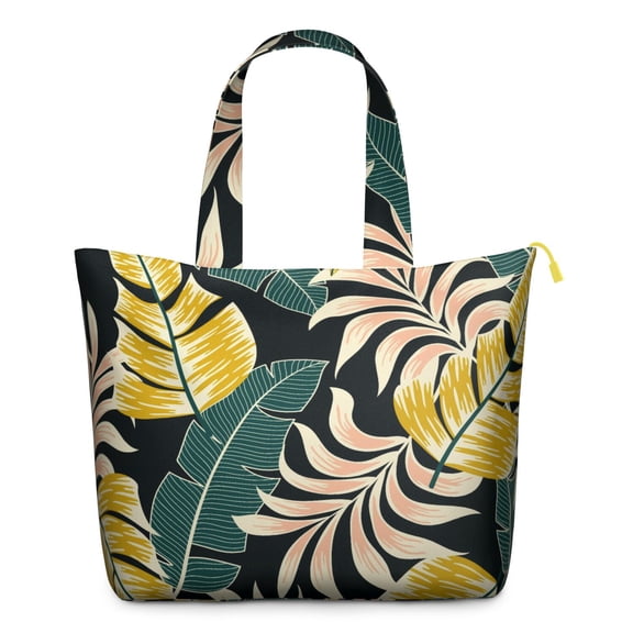 Botanical Beach Vacation Carry-On Bag - Large Capacity Durable Weekender Tote with Zipper Closure, Palm Leaf Design, Lightweight for Airlines, Gym & Work Trips