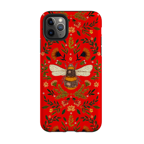 Botanical Bee Red Phone Case Compatible with iPhone 11 to 16 Pro Max