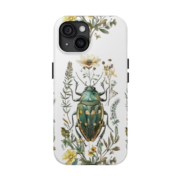 Botanical Beetle Vintage Art Phone Case for iPhone 11 12 13 14 15 16 Pro Max