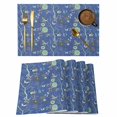 thumbnail image 1 of Botanical Blue Placemats Set of 8, Vintage Flower Butterfly Abstract Bird Placemats for Dining Table, Place Mats for Kitchen Tabletop, Waterproof Wipeable Dining Table Mats Set, 1 of 9