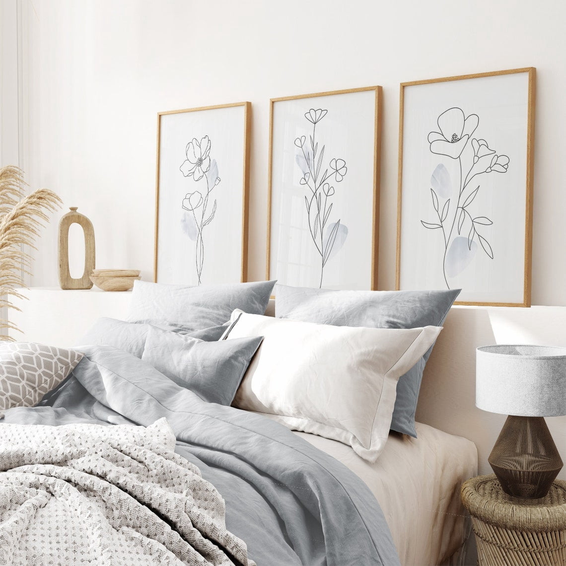 Botanical Boho Line Pastel Flowers Poster, Set 3, Poster Only - Walmart.com