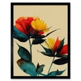 thumbnail image 1 of Botanical Bold Flowering Yellow Red Teal Art Print Framed Poster Wall Decor 12x16 inch, 1 of 5