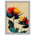 thumbnail image 1 of Botanical Bold Flowering Yellow Red Teal Artwork Framed Wall Art Print A4, 1 of 4