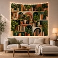 thumbnail image 1 of Botanical Bookshelf in Arched Shelving, Cozy Maximalist for Book Lovers, Nature-Inspired Decor, Housewarming Gift, Tapestry Wall Hanging for Home Library and Study Room, 1 of 7