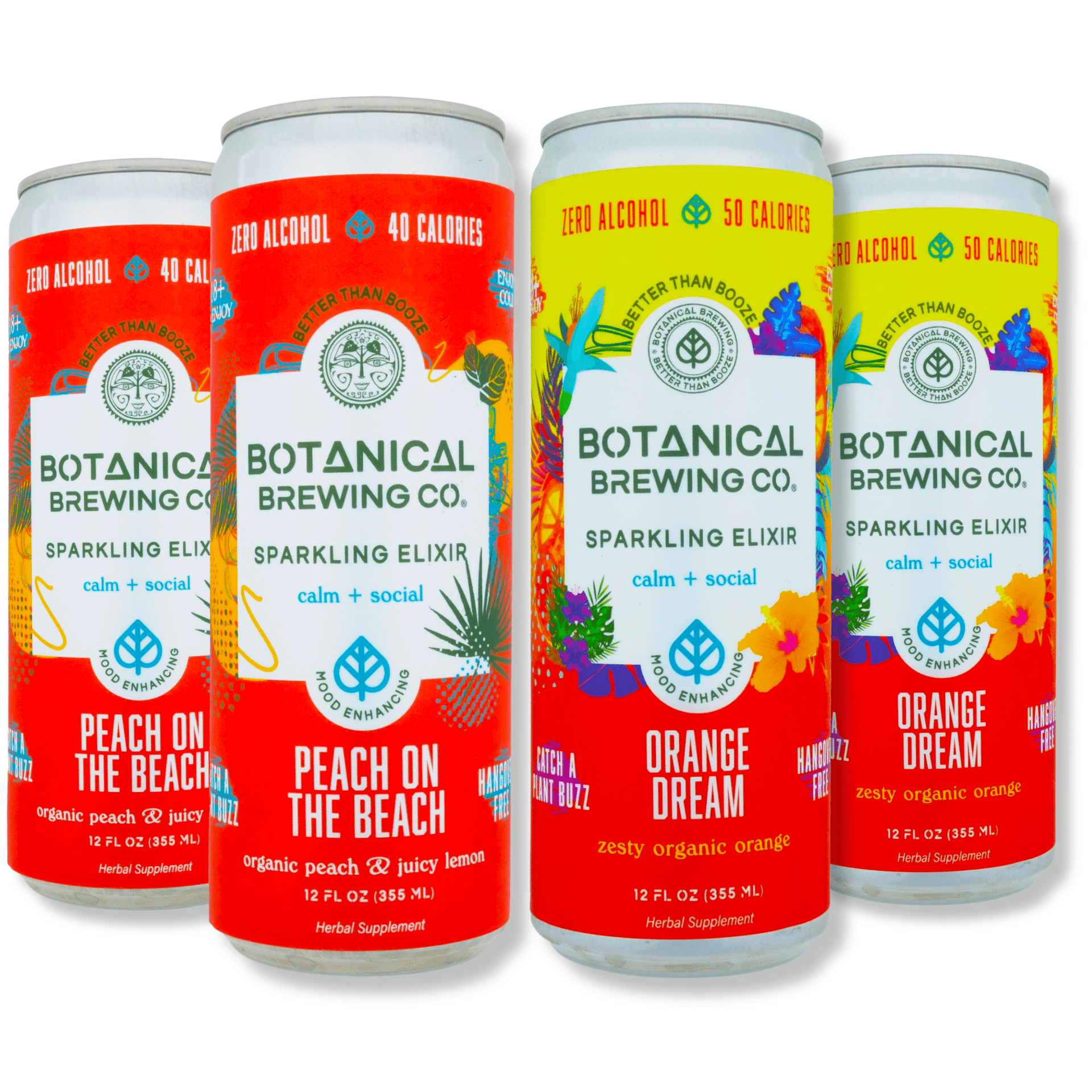 Botanical Brewing Kava Seltzer Variety 4-Pack | Sparkling Relaxation Drink, Gluten-Free