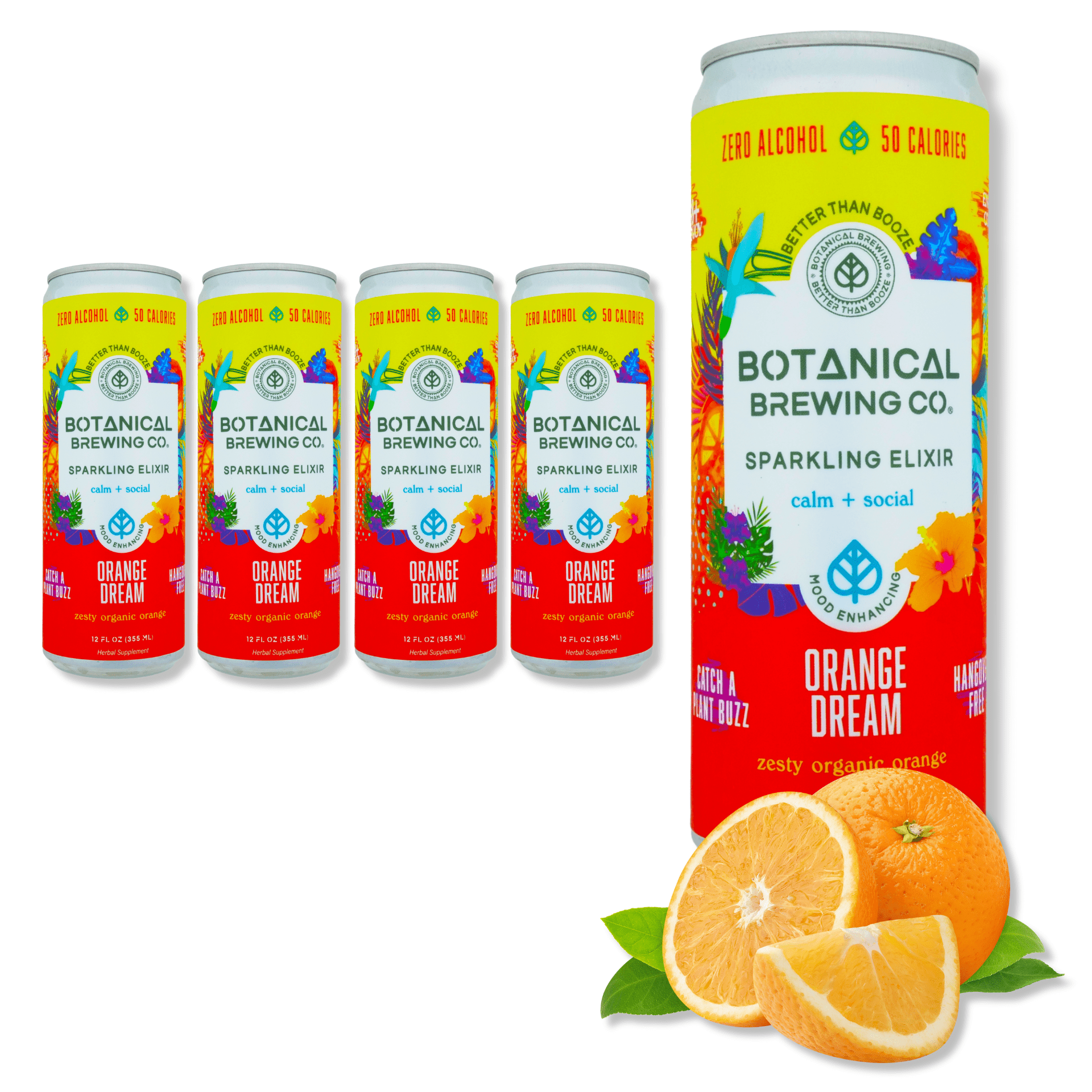 Botanical Brewing Orange Dream Kava Seltzer 4-Pack | Sparkling Relaxation Drink, Gluten-Free