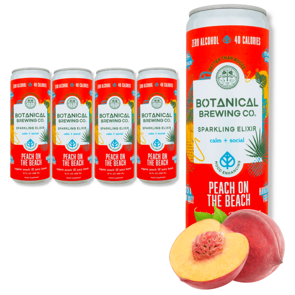 Botanical Brewing Orange Dream Peach On The Beach 4-Pack | Sparkling Relaxation Drink, Gluten-Free