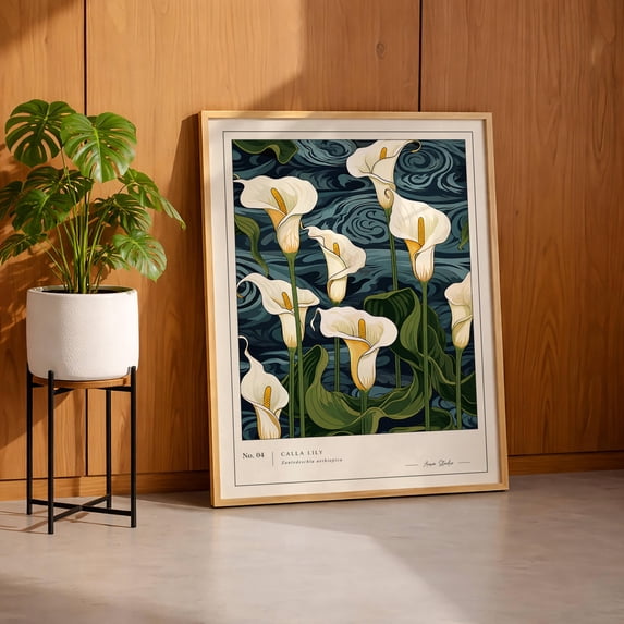 Botanical Calla Lilies On A Background Vintage Japanese-style Elegant ...