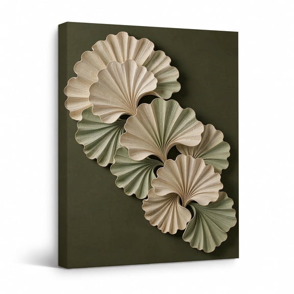 Botanical Canvas Wall Art, Elegant Ginkgo Leaf Painting, Modern Neutral Wall Decor for Living Room Bedroom Office 18"*24"