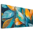 thumbnail image 1 of Botanical Canvas Wall Art Leaf Abstract Triptych Wall Decor Framed Plant Prints Green Orange Paintings Floral Pictures Set of 3 Pieces for Bathroom Bedroom Living Room - 12'''' x 16'''', 1 of 6