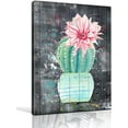 thumbnail image 1 of Botanical Canvas Wall-Art for Bathroom - Cactus Wall Decor Bedroom for Teen Girls - Green Plants Wall Art Ready to Hang Size 12 x 16 Inch, 1 of 6