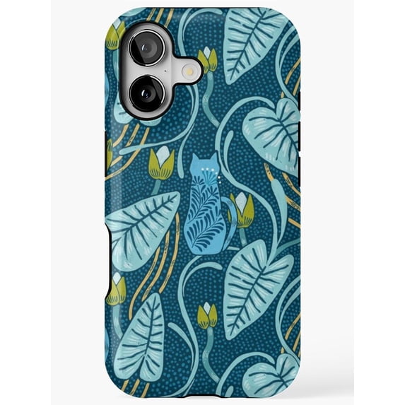 Botanical Cat and Tropical Leaves Tough Case for Apple iPhone, Dual ...