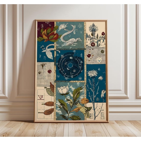 Botanical Celestial Astrology Poster Unframed Paper Print