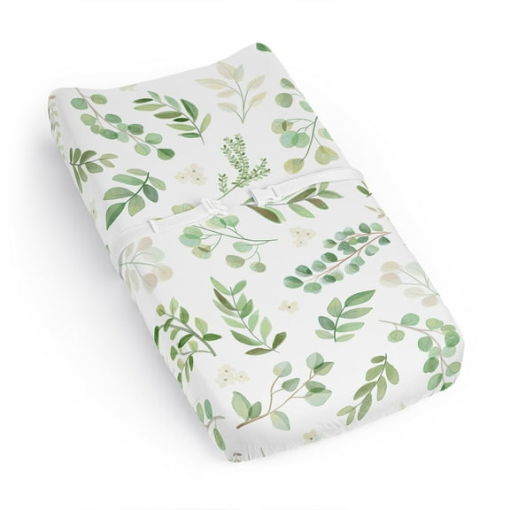 Sweet Jojo Designs Botanical Green and White Changing Pad Cover Sheet