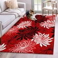 thumbnail image 1 of Botanical Chrysanthemum Area Rugs 4'x6', Washable Small Throw Rugs for Office Bathroom, Abstract Spring Floral Red Black Indoor Outdoor Rug Non-Slip Low Pile Carpet Runner Reversible Floor Mats, 1 of 8