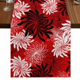 thumbnail image 1 of Botanical Chrysanthemum Burlap Cotton Table Runner 13x36 Inches Short, Abstract Spring Floral Red Black Farmhouse Table Runners, Outdoor Dining Tablecloths Decor for Baby Shower/Party/Wedding, 1 of 8