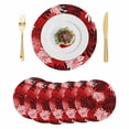 thumbnail image 1 of Botanical Chrysanthemum Round 13 Inch Placemats Set of 6, Abstract Spring Floral Red Black HeatResistant Non Slip Place Mats for Dining Table, Wipeable Braided Kitchen Table Mats for Housewarming, 1 of 9