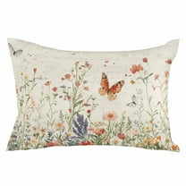 Botanical Colorful Summer Butterfly Queen Size Pillow Cover, Pillowcase Protectors with Zipper, Breathable Decorative Throw Pillow Case Cover, Pillow Shams for Couch Sofa 20x30Inch