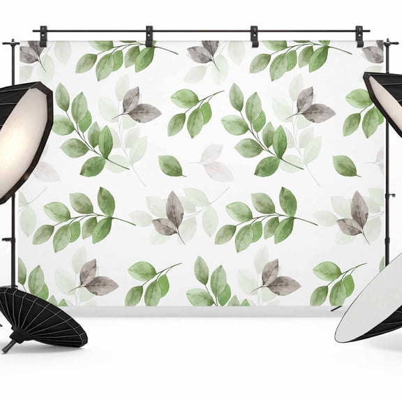 Botanical Country Backdrop for Photography, Green Eucalyptus Leaves White Background Photo Backdrop Portrait Background Party Banner Photo Backgrounds for Studio Booth Props, 7x5ft