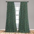 thumbnail image 1 of Botanical Curtains 2 Panels Set, Continuous Leafy Branches Pattern, Window Drapes for Living Room Bedroom, 56"W X 95"L, Reseda Green Mustard, by Ambesonne, 1 of 5