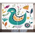 thumbnail image 1 of Ambesonne Botanical Curtains 2 Panel Set, Poppy Butterflies Ducks, 108" x 84", Multicolor, 1 of 3