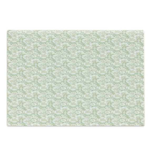 Botanical Cutting Board, Classic Look Pattern of Abstract Peony Flowers in Pastel Tone, Decorative Tempered Glass Cutting and Serving Board, in 3 Sizes, by Ambesonne