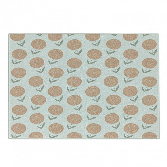 Botanical Cutting Board, Pattern with Hand Drawn Style Floral Elements Pastel Colors Spring Nature, Decorative Tempered Glass Cutting and Serving Board, Small Size, Peach Sage Green, by Ambesonne