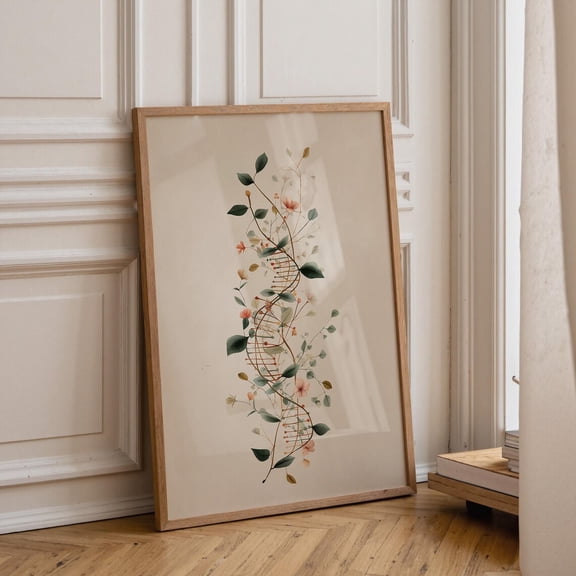 Botanical DNA Neutral Science Floral Helix Graphic Poster Unframed Paper Print