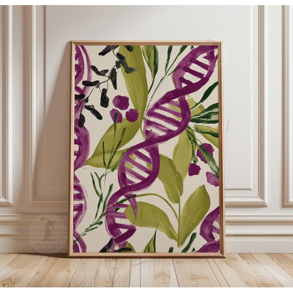 Botanical DNA Poster Floral Helix Art Science Nature Abstract Decor, Unframed Poster