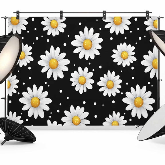 Botanical Daisy Backdrop for Photoshoot, Photography Photo Studio Background Wall Backdrop, Spring Flowers Branch Stems Back Drop Banner Panel for Portraits Wedding Party Live Streaming Decor 7x5Ft