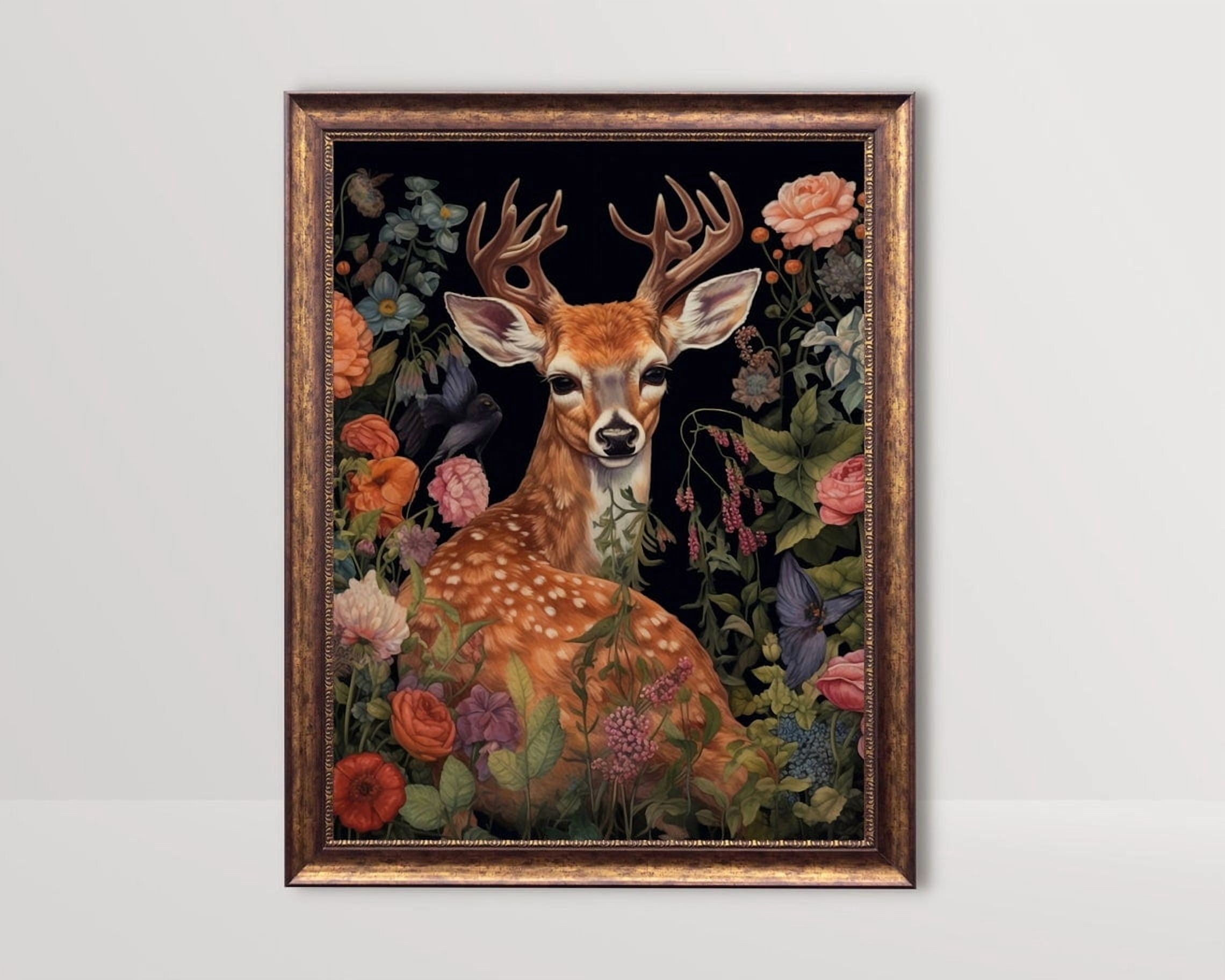 Botanical Deer Wall Art Print,