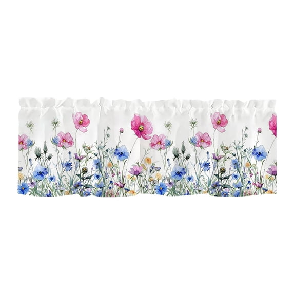 Botanical Digital Print Curtain, Light Filtering Short Farmhouse Curtain, Rod Pocket Style Window Drape For Kitchen Living Room Bedroom (Multicolor, 137*45CM)