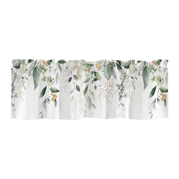 Botanical Digital Print Curtain, Light Filtering Short Farmhouse Curtain, Rod Pocket Style Window Drape For Kitchen Living Room Bedroom (Multicolor, 137*45CM)