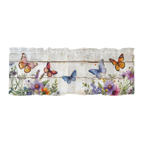 Botanical Digital Print Curtain, Light Filtering Short Farmhouse Curtain, Rod Pocket Style Window Drape For Kitchen Living Room Bedroom (Multicolor, 137*45CM)