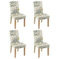 thumbnail image 1 of Botanical Dining Chair Covers Set of 4 Retro Floral and Bee Design Washable Polyester Stretch Slipcovers Removable Seat Protector for Rustic Dining Room, 1 of 7