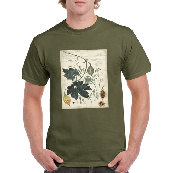Botanical Drawings And Notes T-Shirt Men -A. Descubes Designs, Male 3X-Large